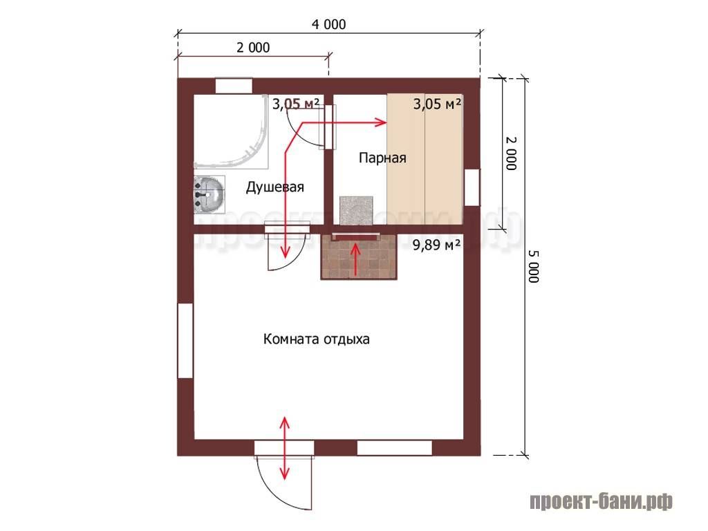 Проект бани 4х5