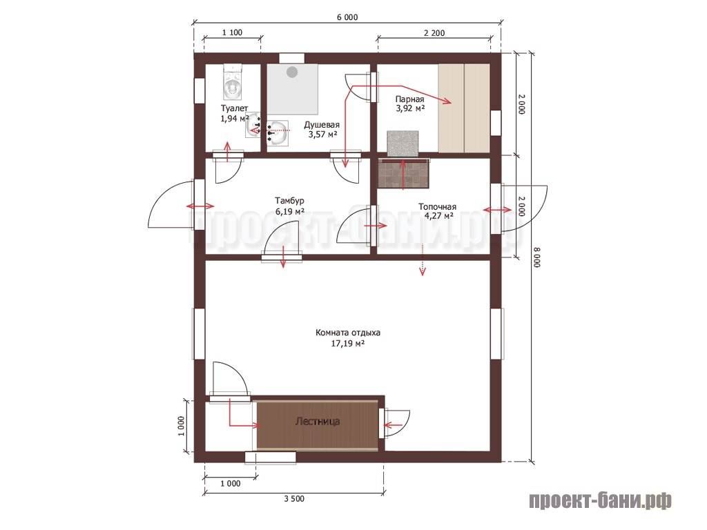 Проект бани 6на8