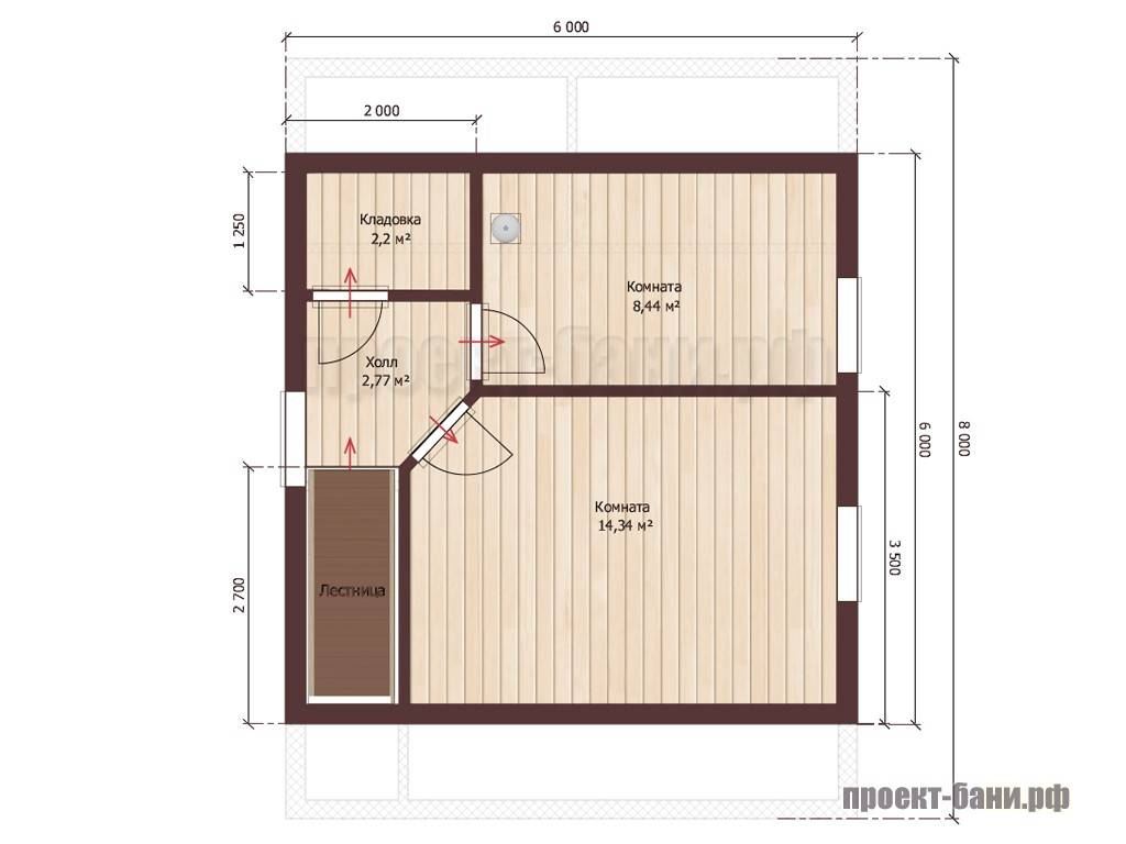 Проект бани 8х6
