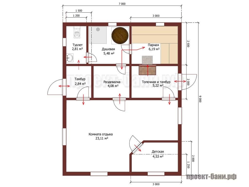 Проект бани 7 на 9