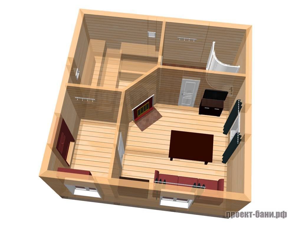 Проект бани 6х6 из бруса 1 этаж