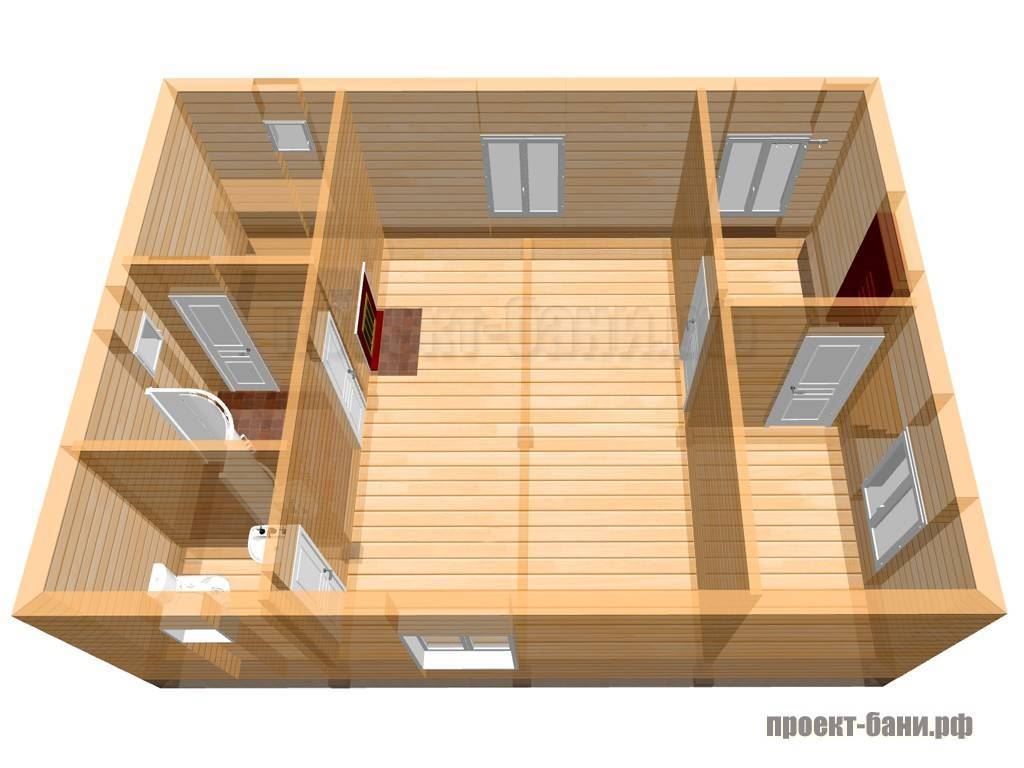 Проект бани 8 на 8 одноэтажный
