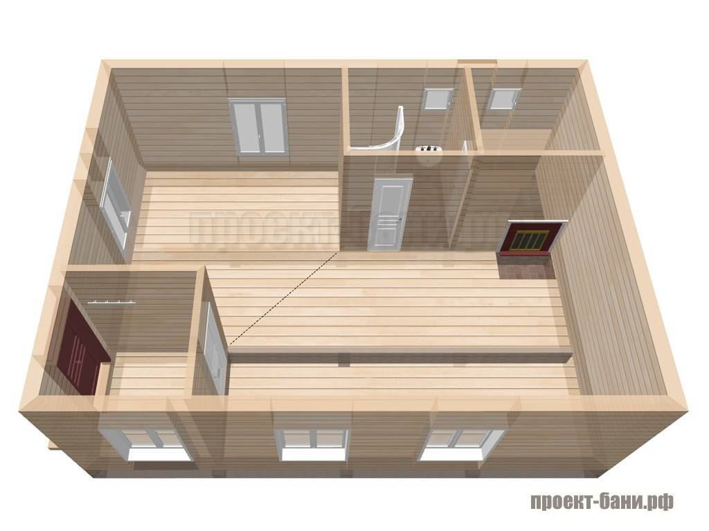 Проект бани 6 на 6 метров