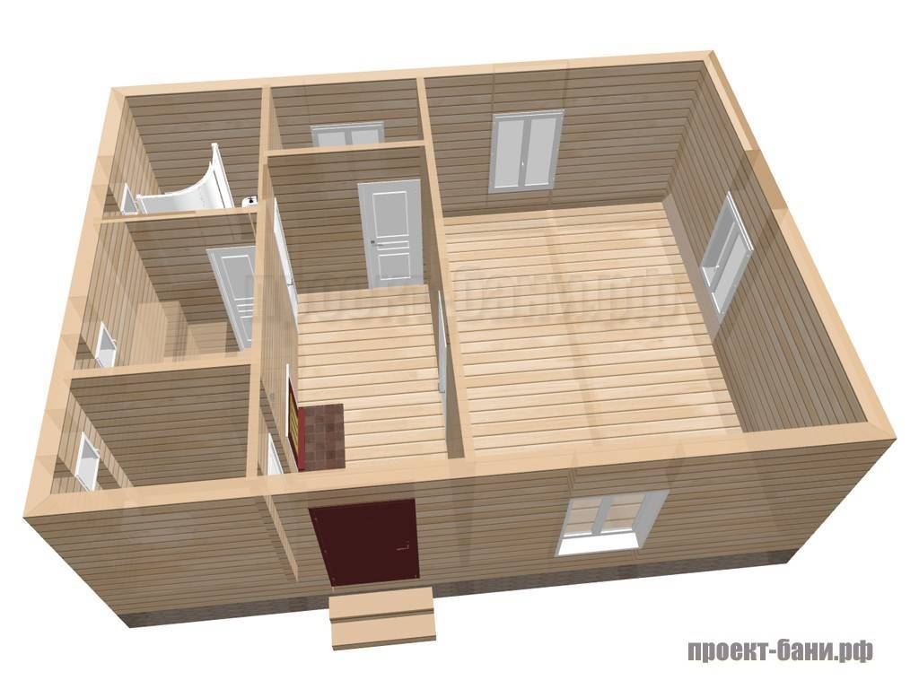 Проект бани 8 на 8 одноэтажный